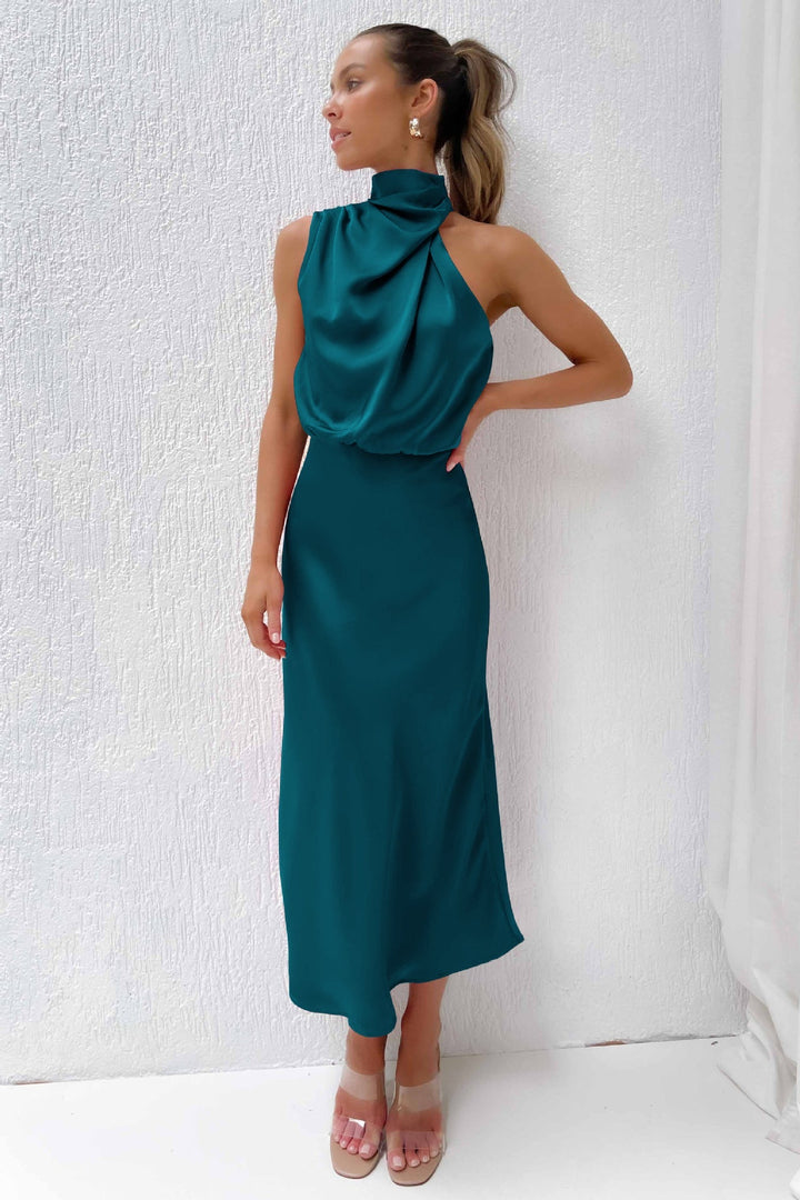 Women's Halter Neck Evening Maxi Dress
