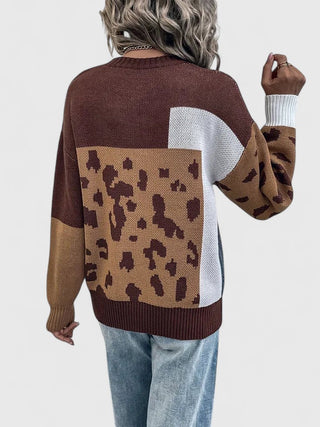 Women's Leopard Print Knit Sweater