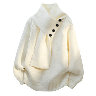 Women's Scarf Neck Button Sweater