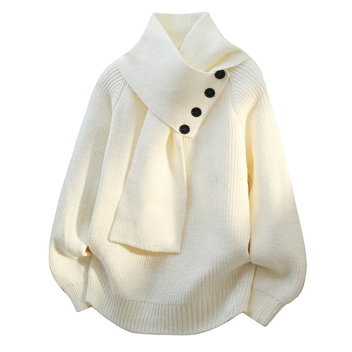 Women's Scarf Neck Button Sweater