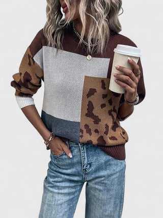 Women's Leopard Print Knit Sweater