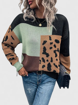 Women's Leopard Print Knit Sweater