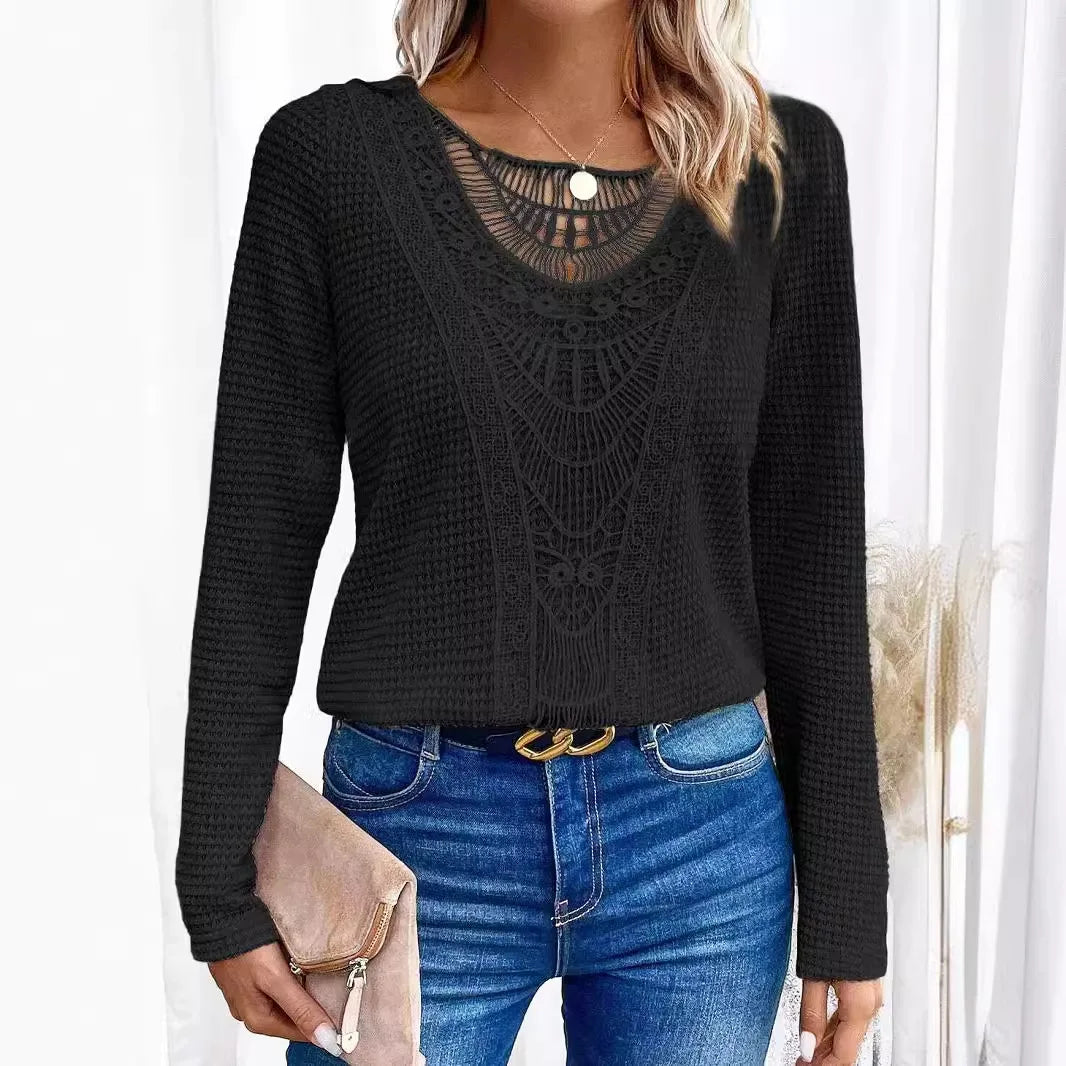Women's Textured Crochet Sweater