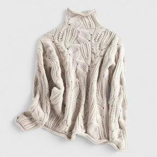 Women's Cable Knit Roll Neck Sweater