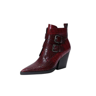 Women's Buckle Pointed Ankle Boots