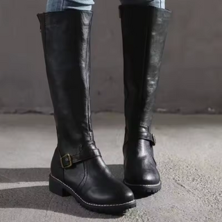 Women's Flat Buckle Knee-High Boots