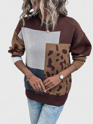 Women's Leopard Print Knit Sweater