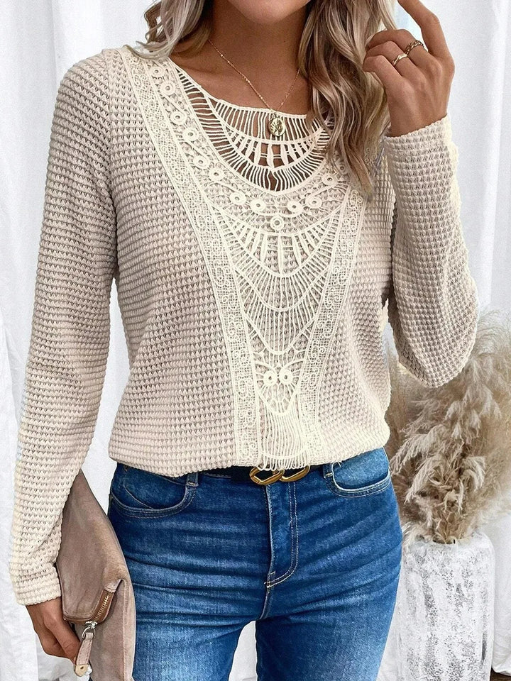 Women's Textured Crochet Sweater