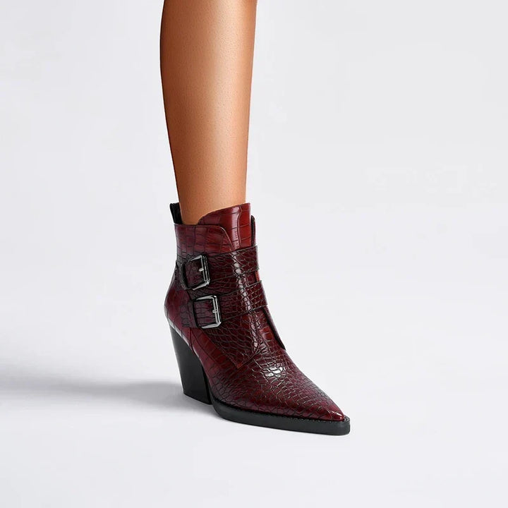 Women's Buckle Pointed Ankle Boots