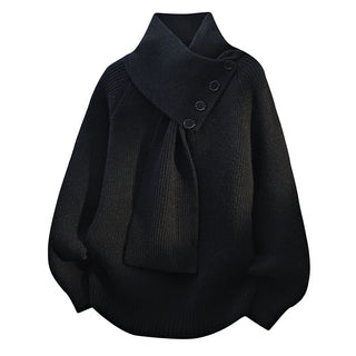Women's Scarf Neck Button Sweater