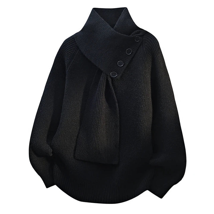 Women's Scarf Neck Button Sweater