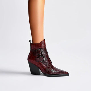 Women's Buckle Pointed Ankle Boots