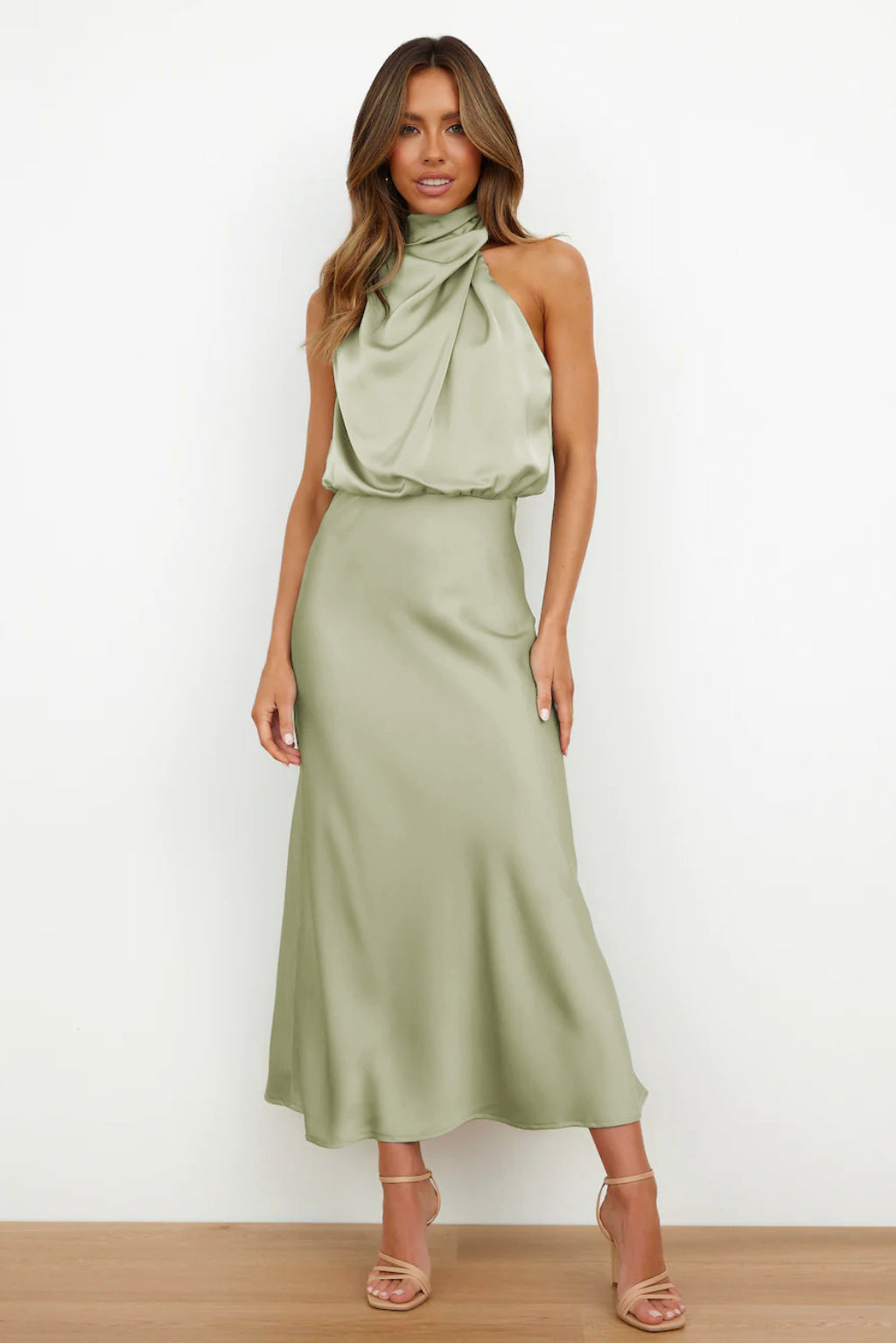Women's Halter Neck Evening Maxi Dress