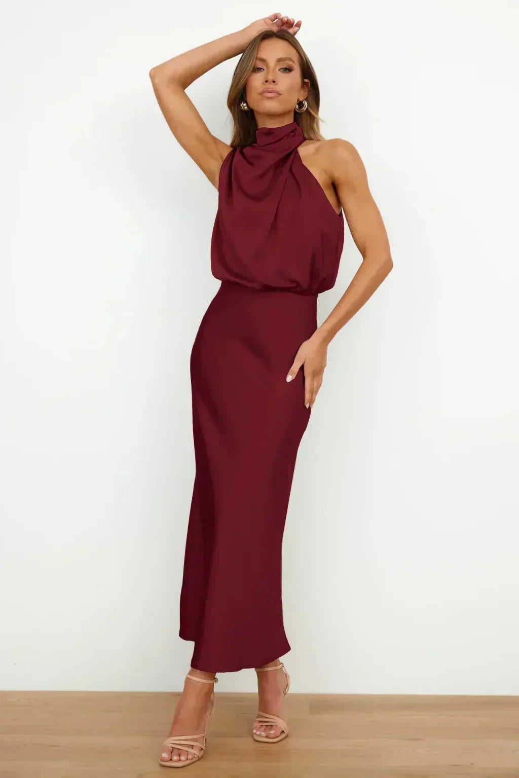 Women's Halter Neck Evening Maxi Dress