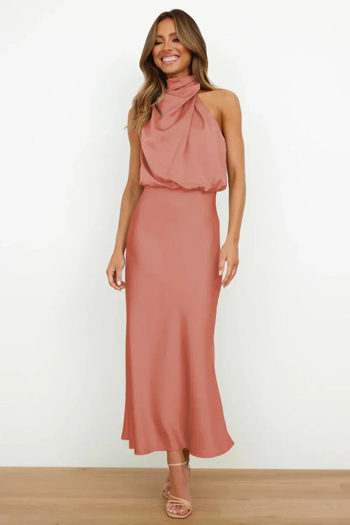 Women's Halter Neck Evening Maxi Dress