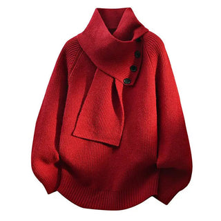 Women's Scarf Neck Button Sweater