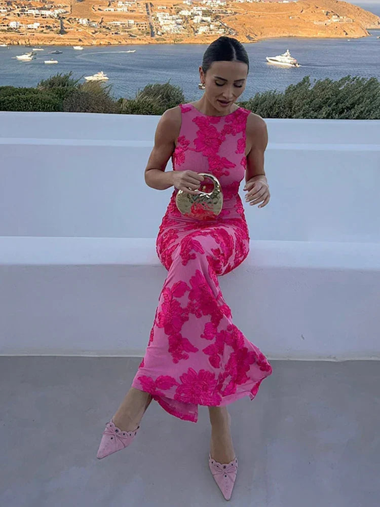 Women's Floral Sleeveless Maxi Dress