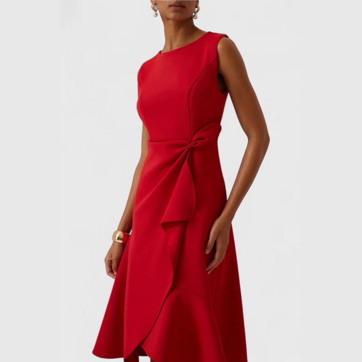 Women's Ruffle Hem Wrap Midi Dress
