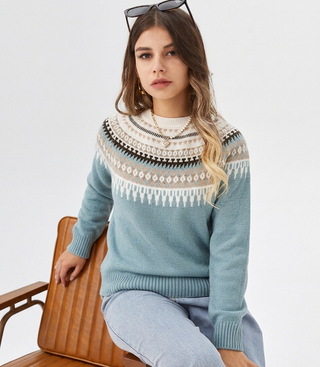 Women's Nordic Yoke Crew-Neck Sweater