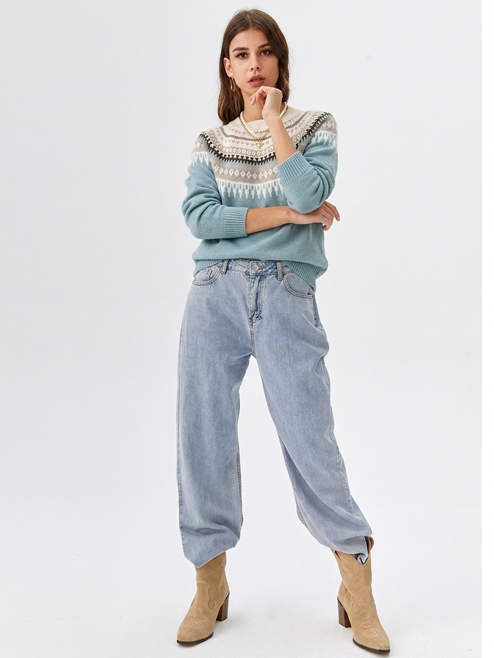 Women's Nordic Yoke Crew-Neck Sweater