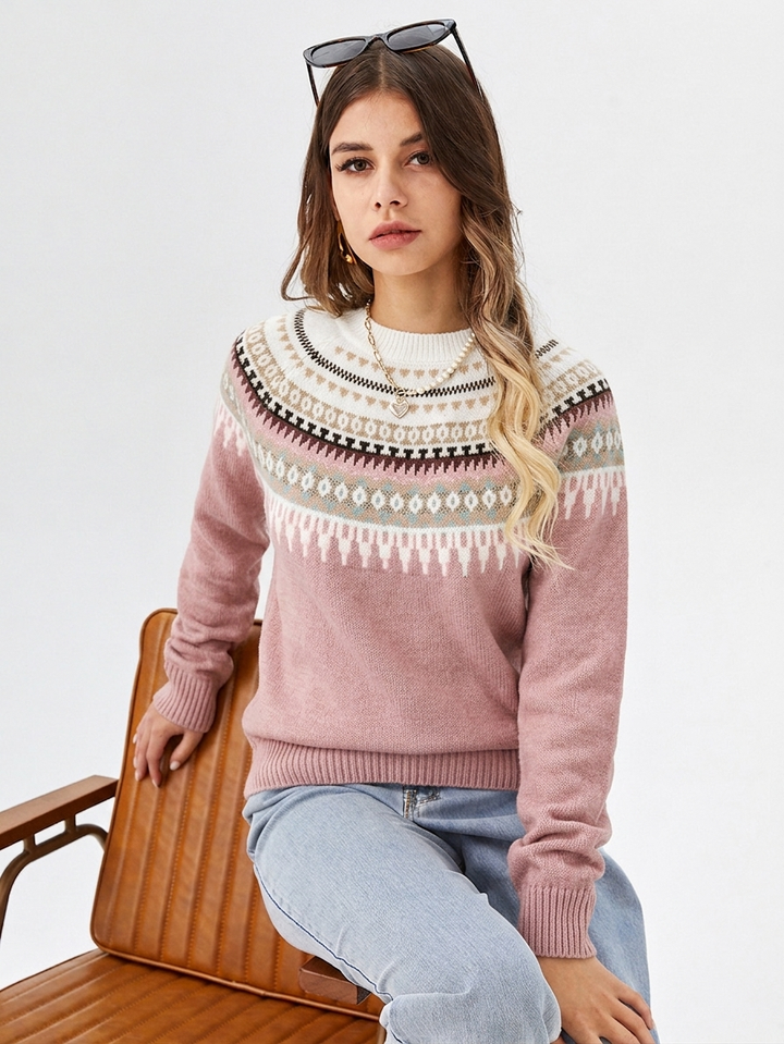 Women's Nordic Yoke Crew-Neck Sweater
