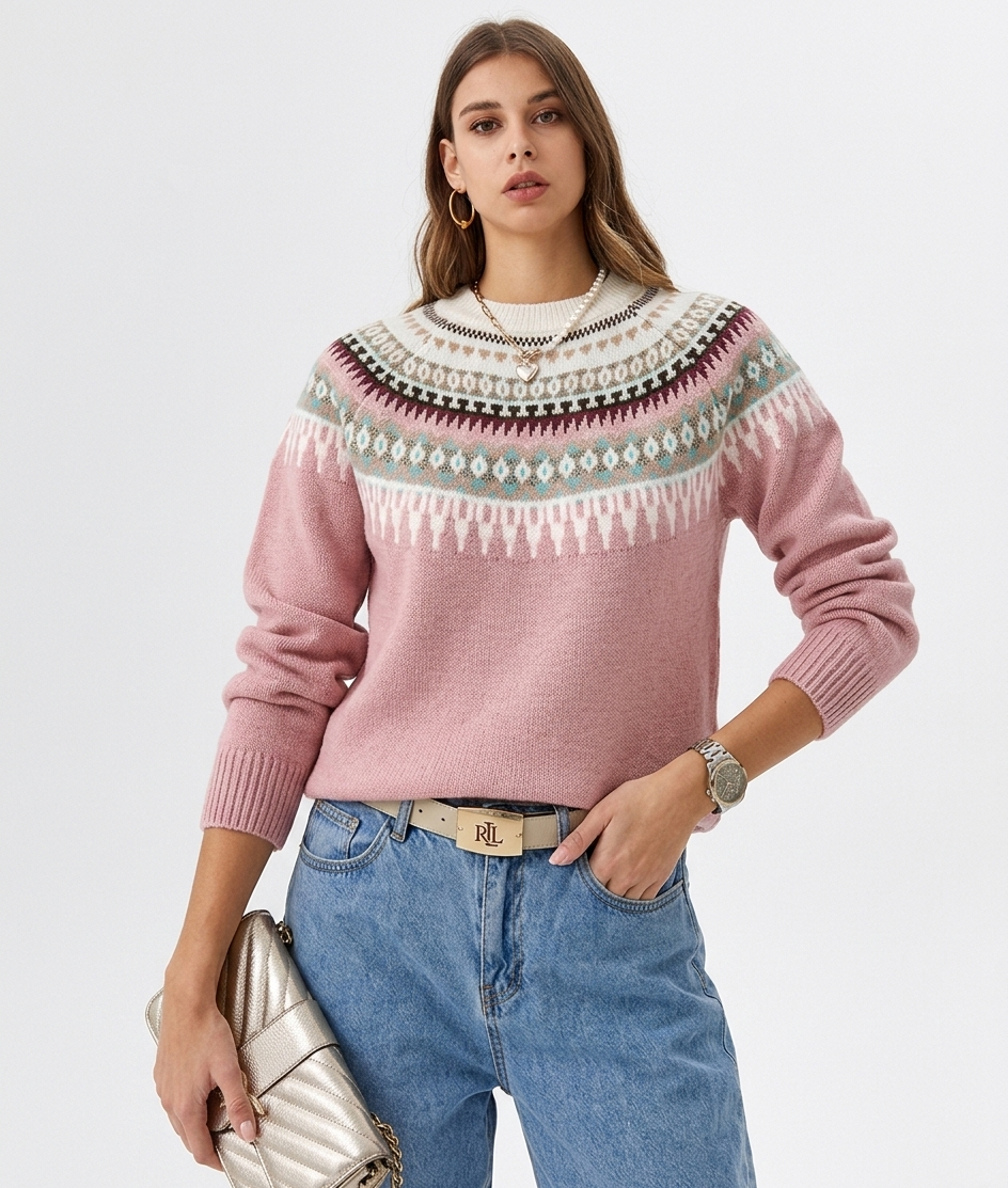 Women's Nordic Yoke Crew-Neck Sweater