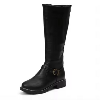 Women's Flat Buckle Knee-High Boots