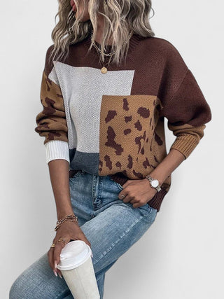 Women's Leopard Print Knit Sweater