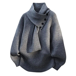 Women's Scarf Neck Button Sweater