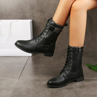 Women's Lace-Up Front Mid-Calf Boots