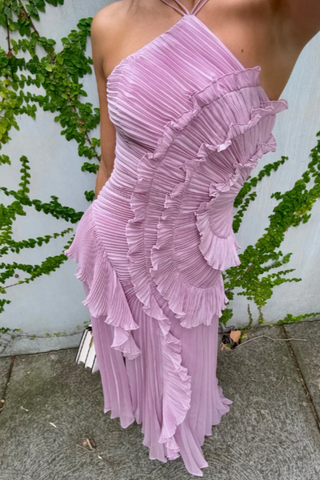 Women's Halter Neck Pleated Maxi Dress