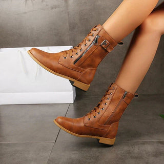 Women's Lace-Up Front Mid-Calf Boots
