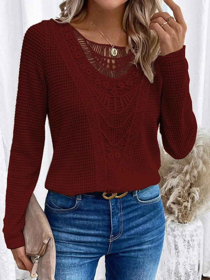 Women's Textured Crochet Sweater