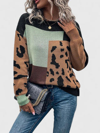 Women's Leopard Print Knit Sweater
