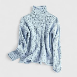 Women's Cable Knit Roll Neck Sweater