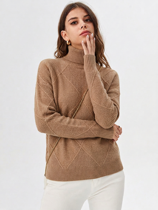 Women's Diamond Knit Turtleneck Sweater