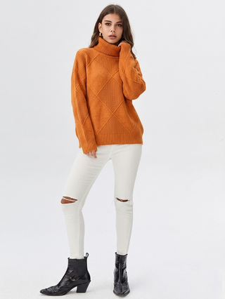 Women's Diamond Knit Turtleneck Sweater