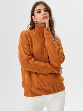 Women's Diamond Knit Turtleneck Sweater