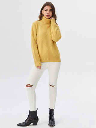 Women's Diamond Knit Turtleneck Sweater
