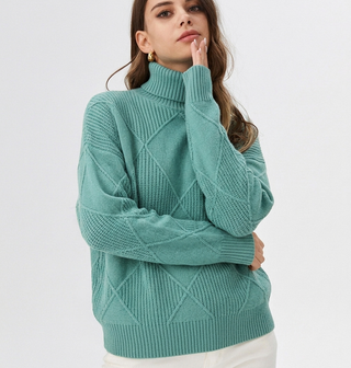Women's Diamond Knit Turtleneck Sweater