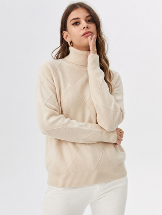Women's Diamond Knit Turtleneck Sweater