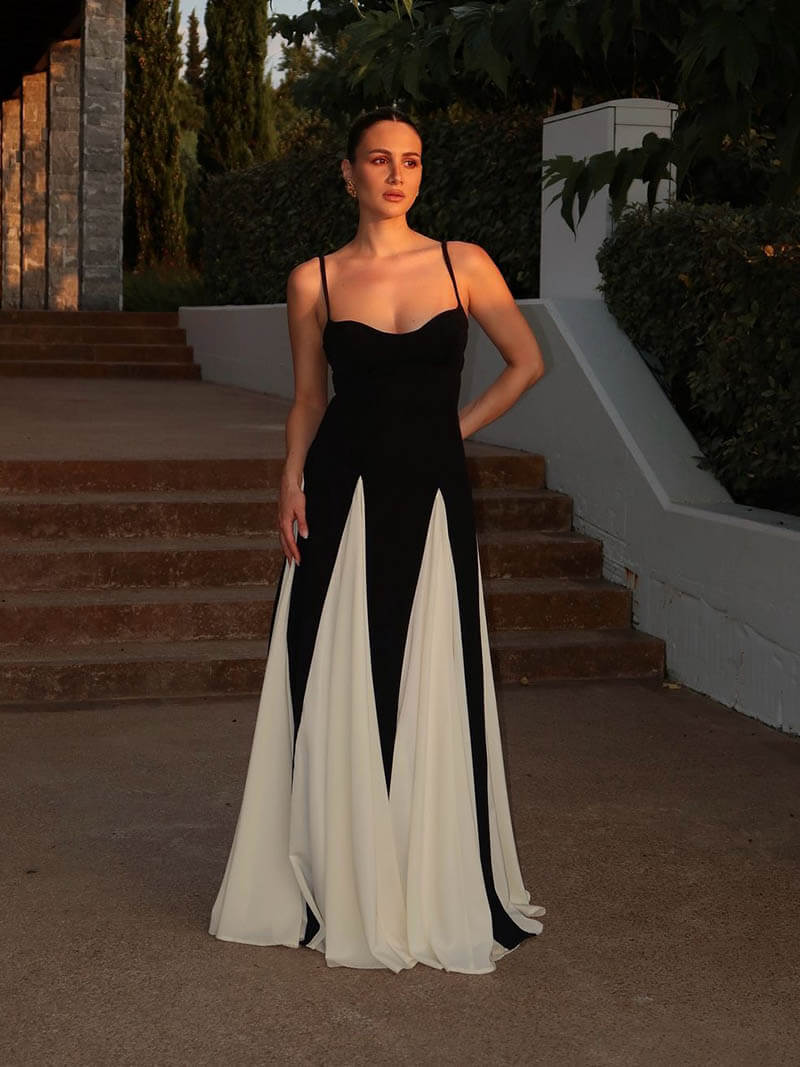 Women's Contrast Panel Maxi Dress