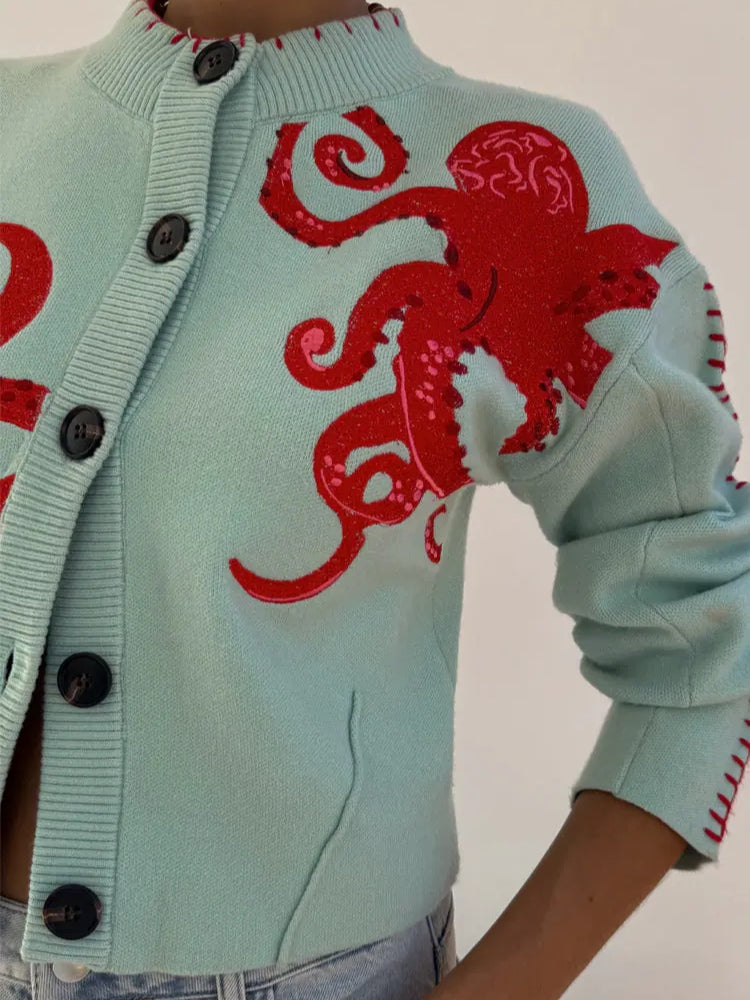 Women's Octopus Pattern Knit Cardigan