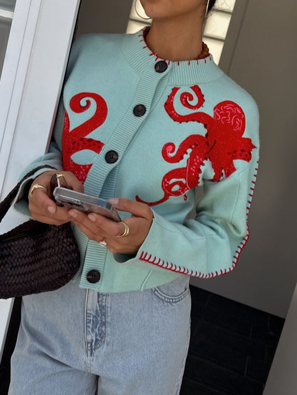 Women's Octopus Pattern Knit Cardigan
