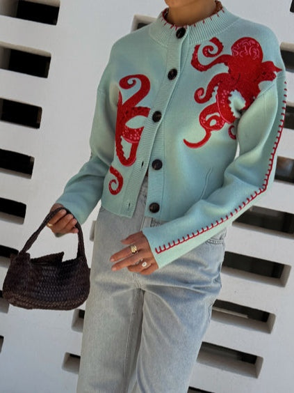 Women's Octopus Pattern Knit Cardigan