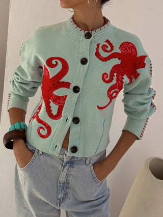 Women's Octopus Pattern Knit Cardigan