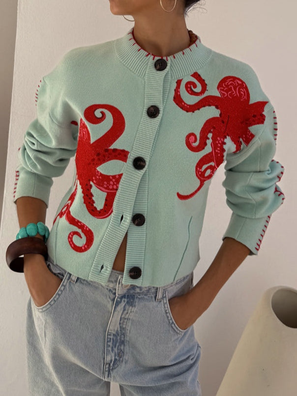 Women's Octopus Pattern Knit Cardigan