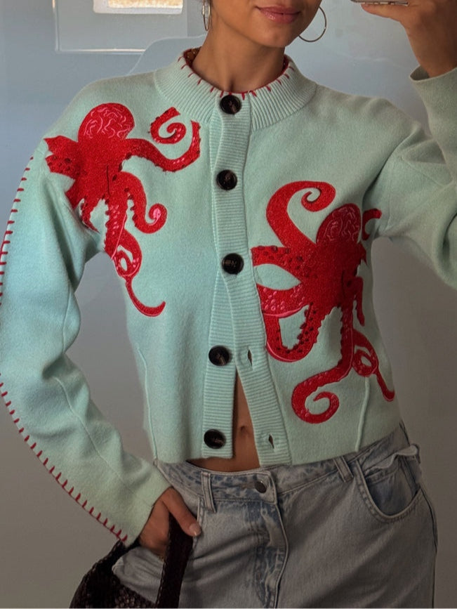 Women's Octopus Pattern Knit Cardigan