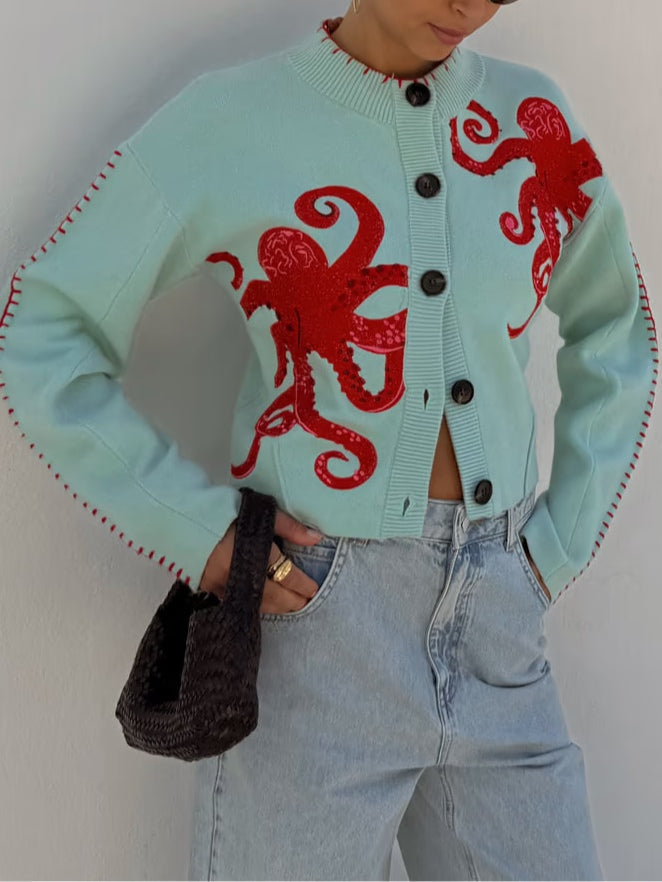 Women's Octopus Pattern Knit Cardigan