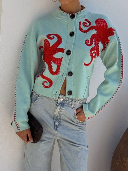 Women's Octopus Pattern Knit Cardigan